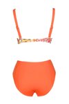 Turuncu Desenli Toparlayıcı Askılı Bikini Takım