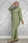 Yeşil Desen Kombinli İkili Tesettür Takım