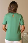 Yeşil Sıfır Yaka Kısa Kollu Yeşil Triko Bluz