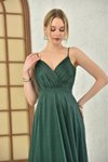 Zümrüt Yeşili Uzun Askılı Abiye Elbise