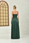 Zümrüt Yeşili Uzun Askılı Abiye Elbise