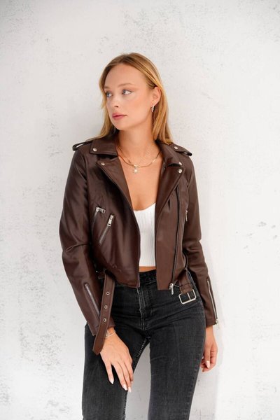Bitter Coffee Sleeve Zipper Detailed Slim Fit Jacket