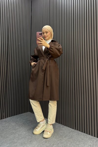 معطف ترنش بيليناري بني قهوي