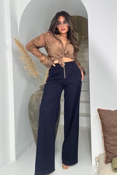 Navy Blue Full Lycra Palazzo Jean Pants