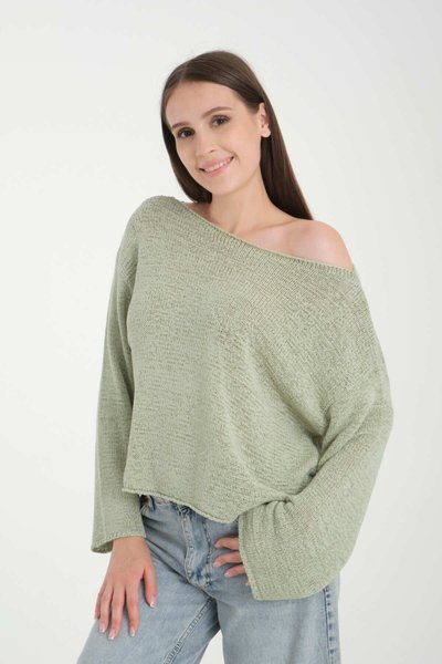 Mint Düşük Omuz Oversize Kazak