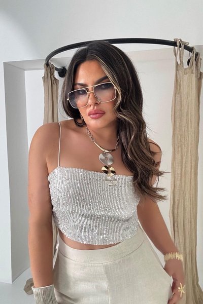 Stone Sequined Strap Crop
