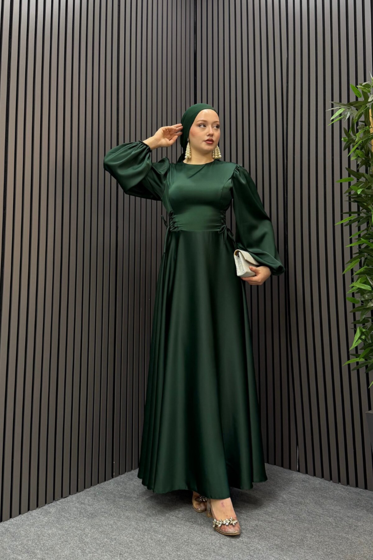 Green Mira Modest Evening Dress - Ensa Tesettür