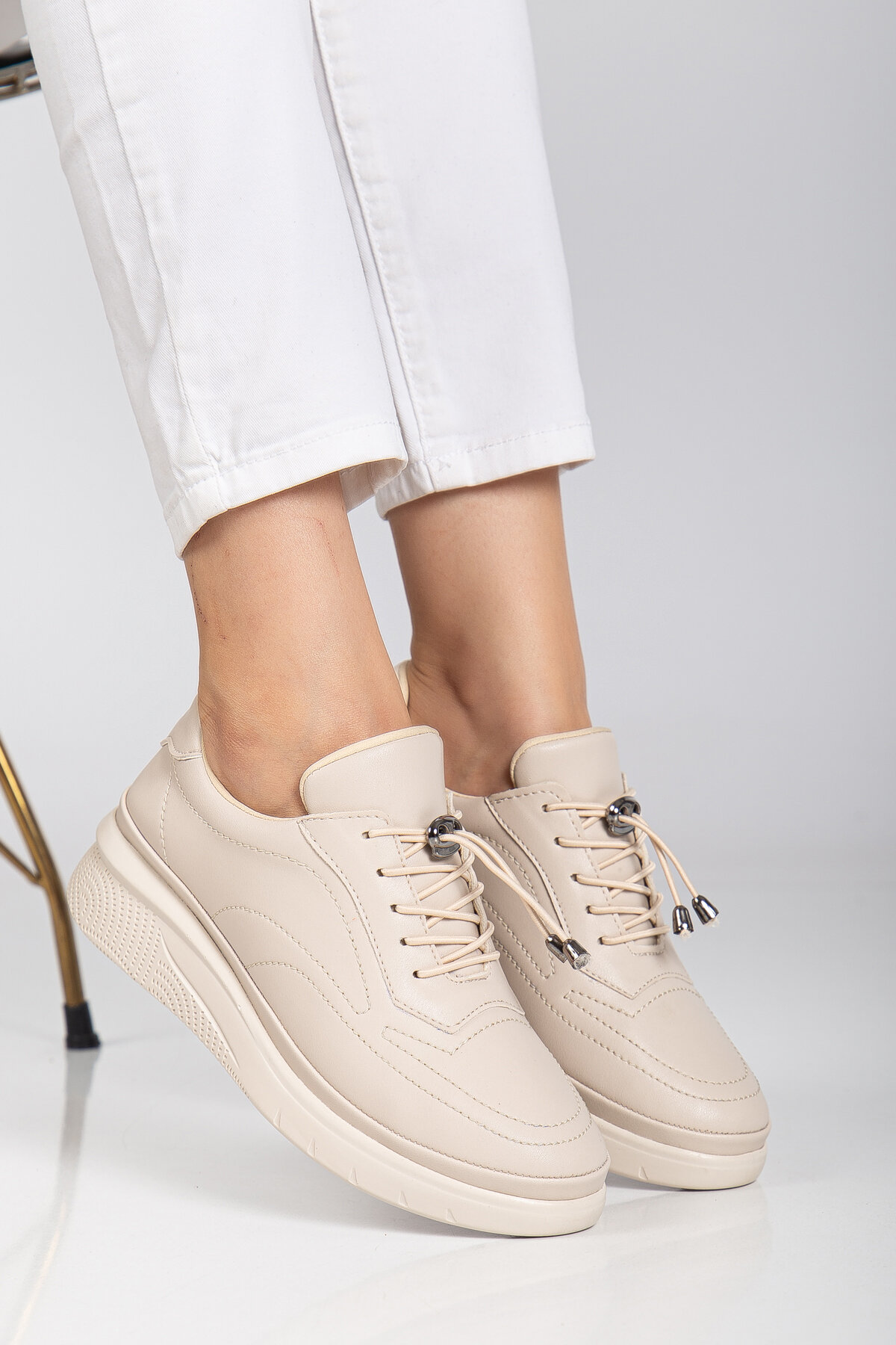 Bej Ortopedik Sneaker Spor Ayakkabı - Daxtors