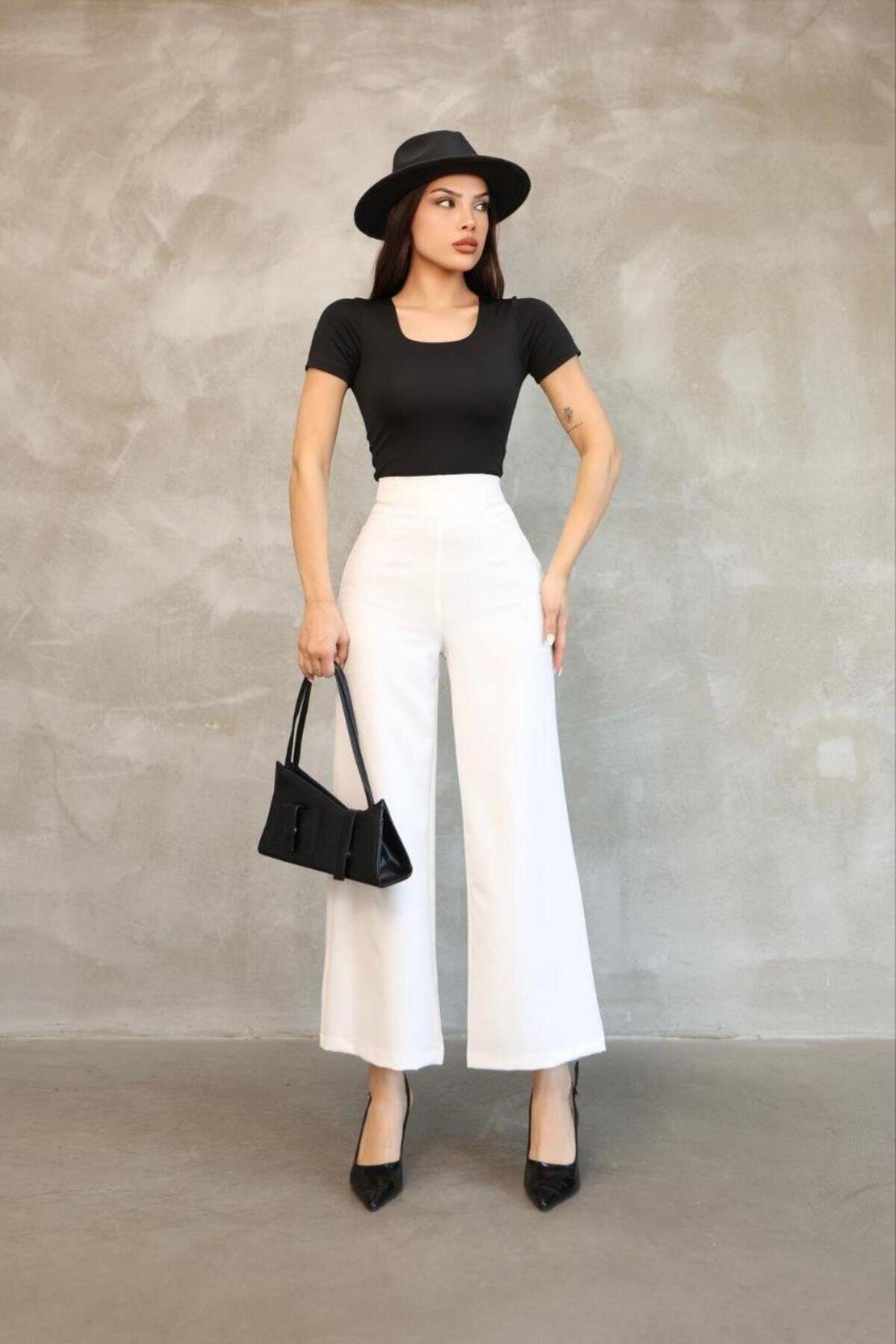 Beyaz Mango Model Pantolon - RAWEA FASHİON