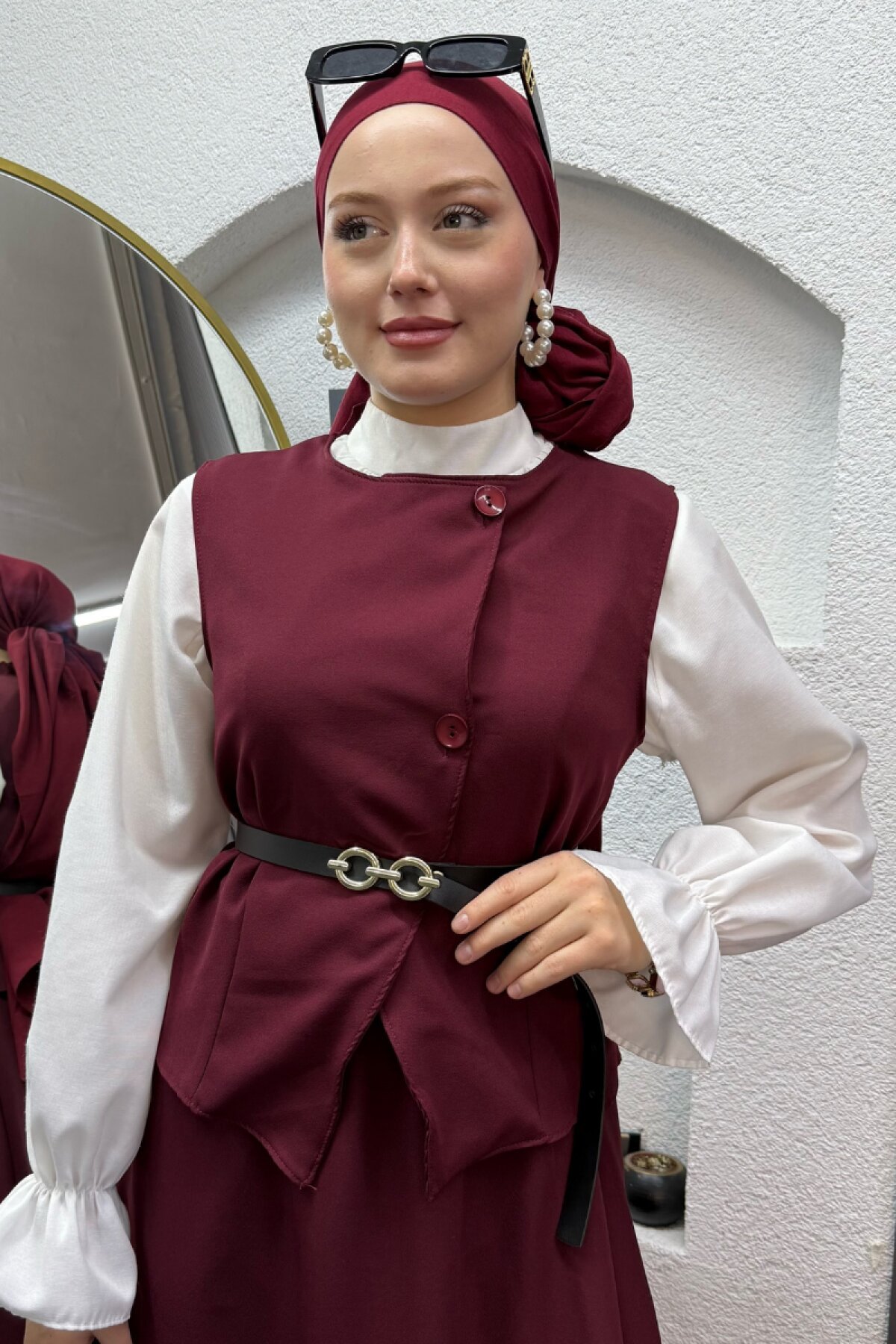 Bordo Nisa İkili Tesettür Takım - Ensa Tesettür