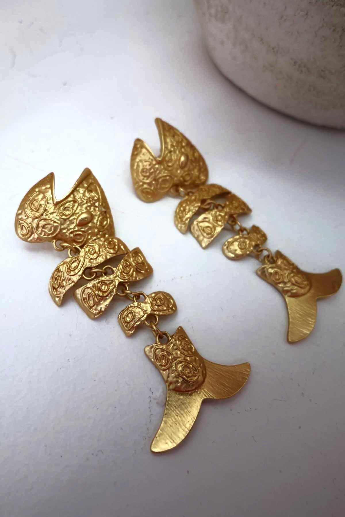 Gold Balık Küpe - Byp Atelier