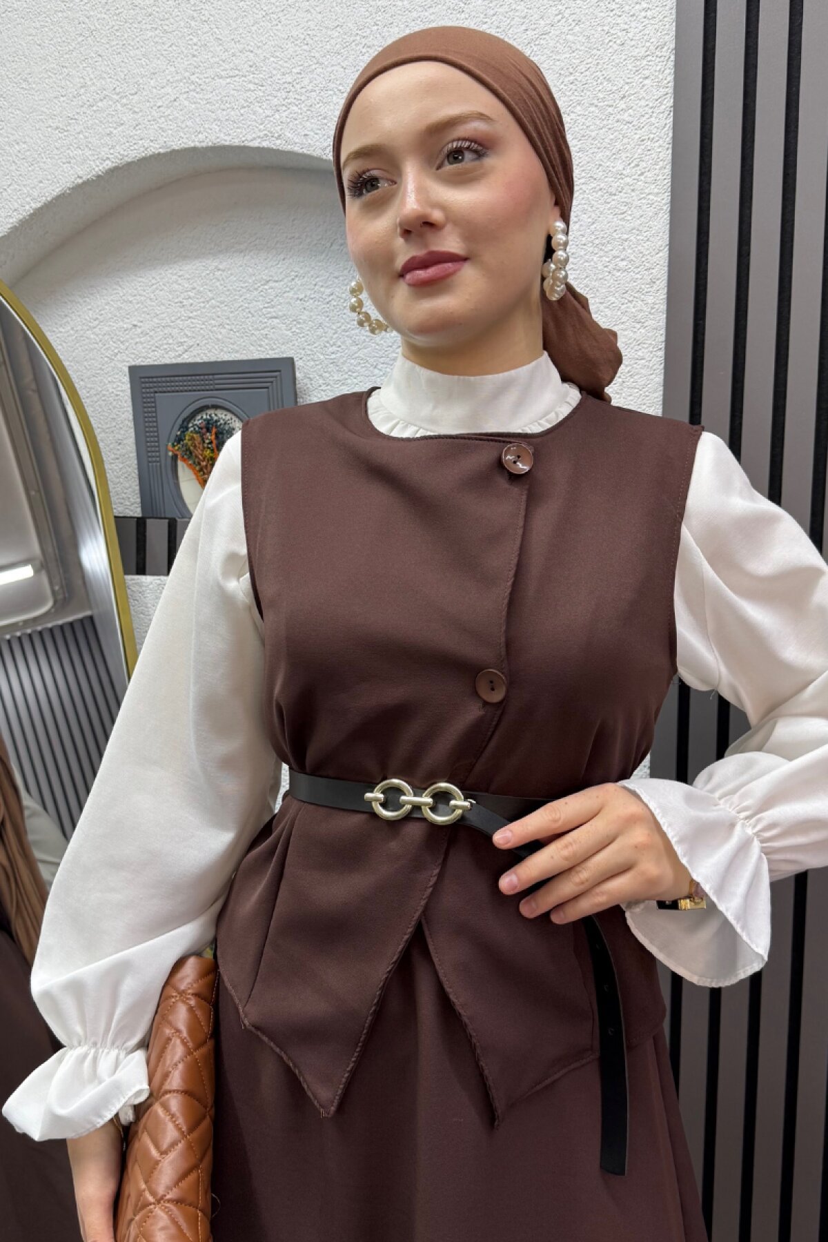 Kahverengi Nisa İkili Tesettür Takım Kahve - Ensa Tesettür