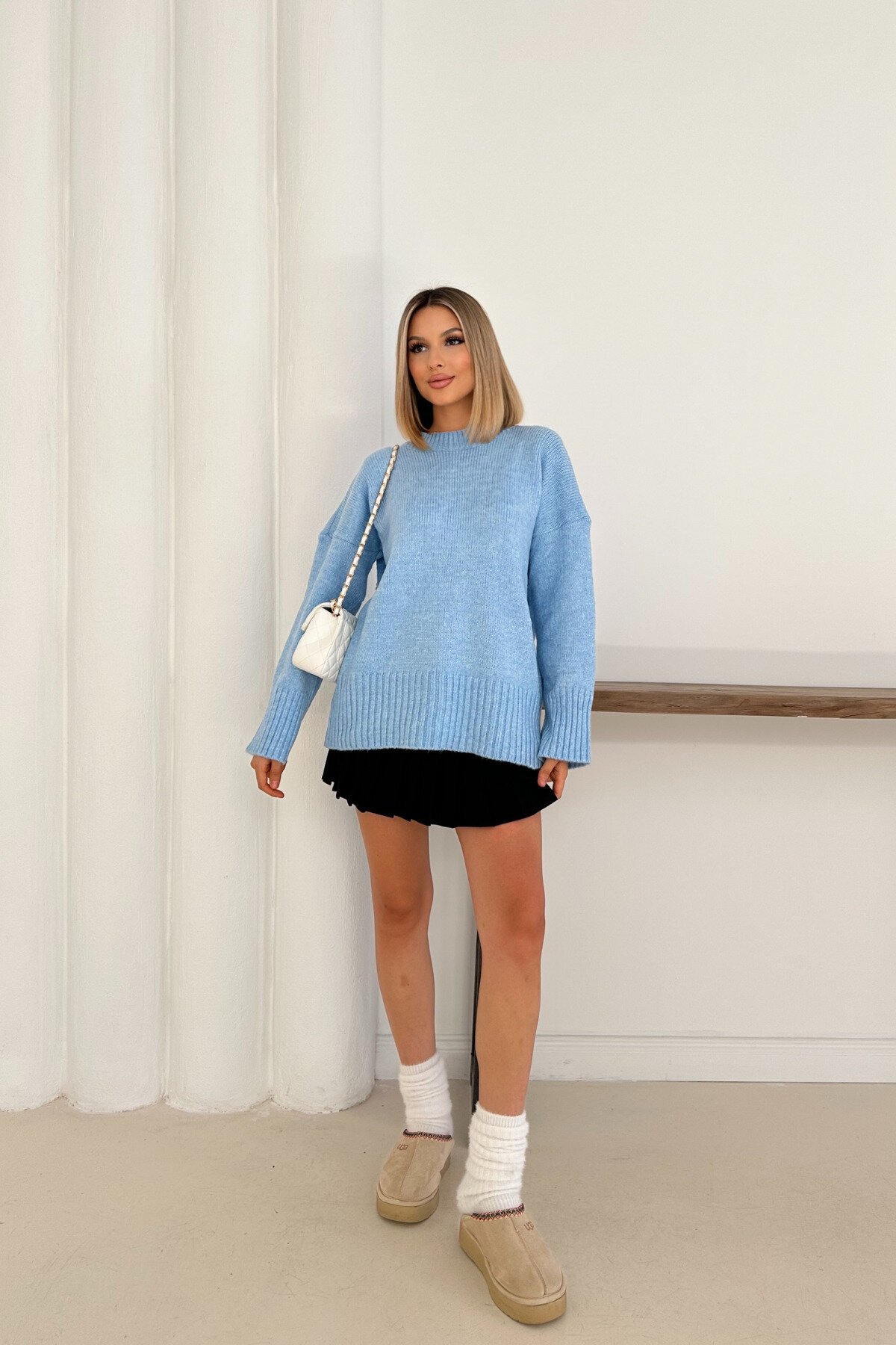Mavi Oversize Basic Kazak - MOZENA