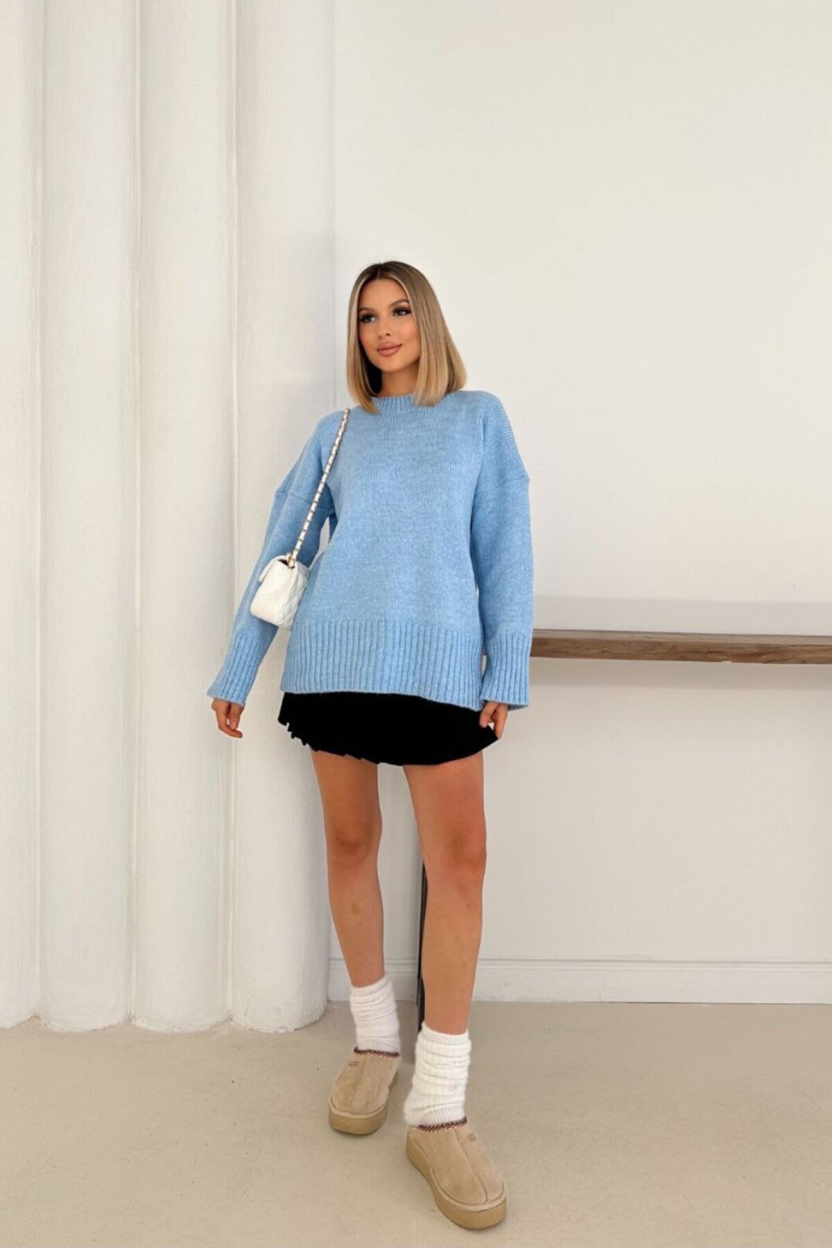 Blue Oversize Basic Sweater - Genel Markalar