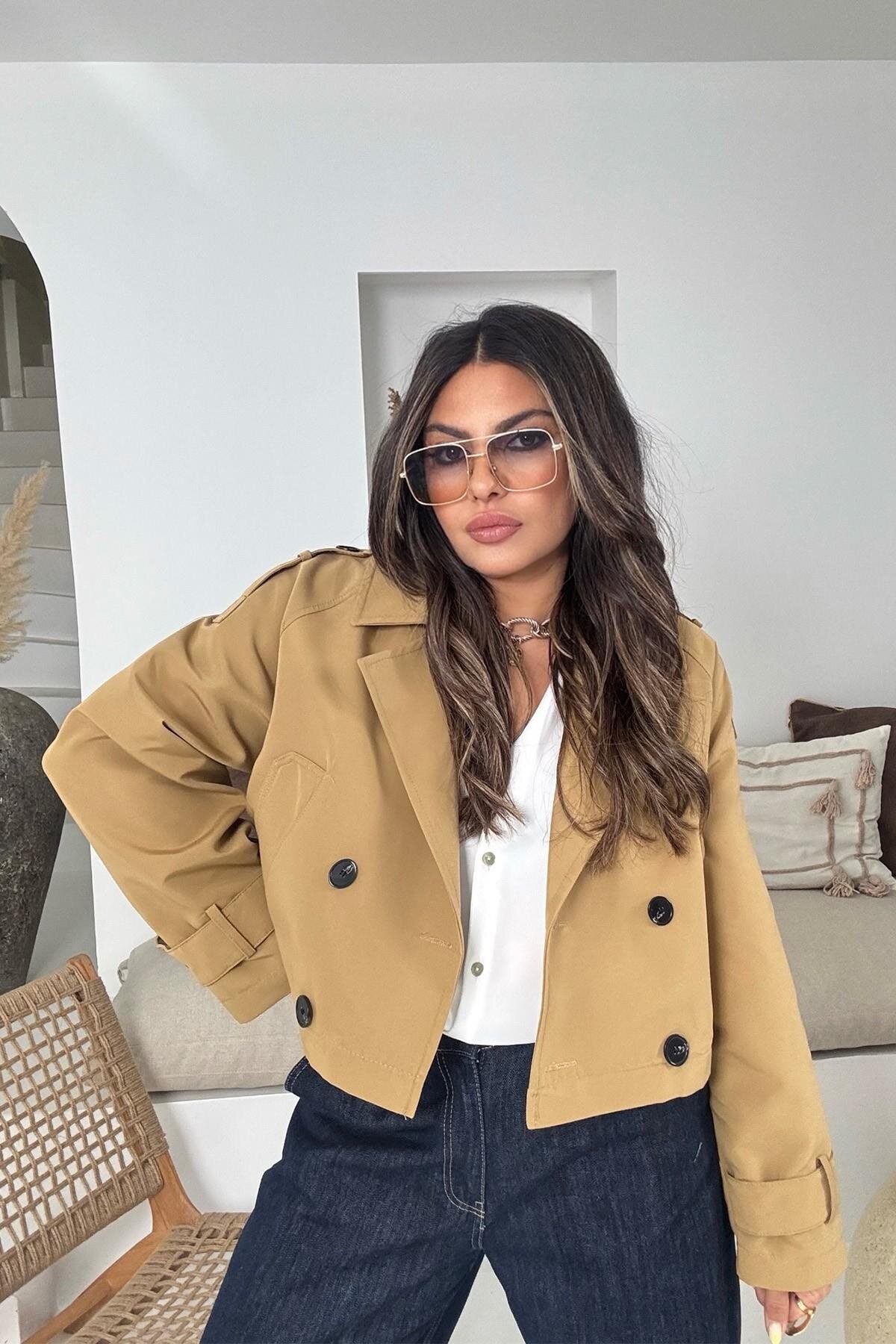 Mocha Mousse Kısa Trençkot - Sohotique By P