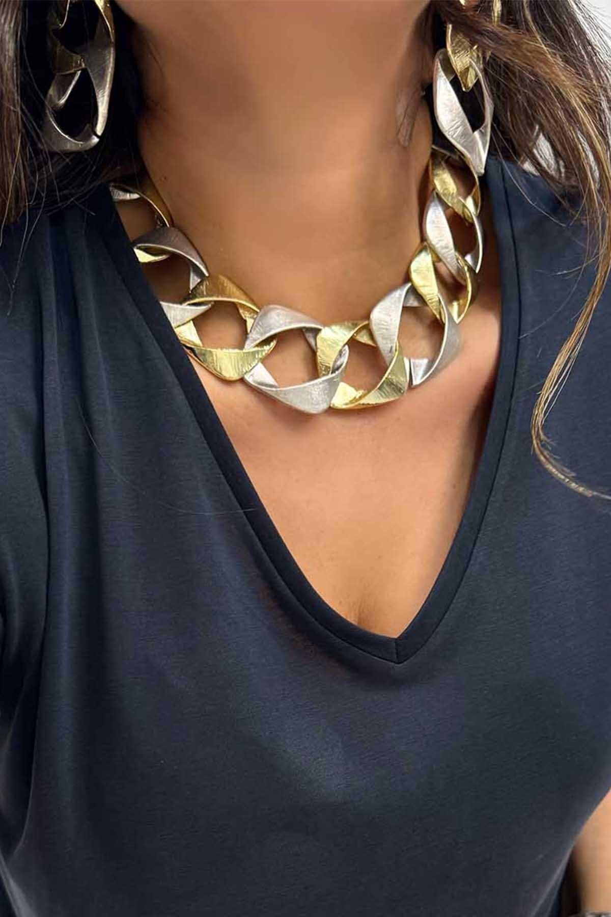 Silver Gold Coiled Necklace Set - Byp Atelier