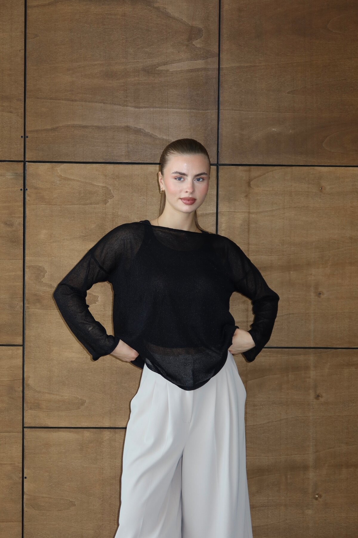 Sheer Sweater with Black Tank Top - LOISY