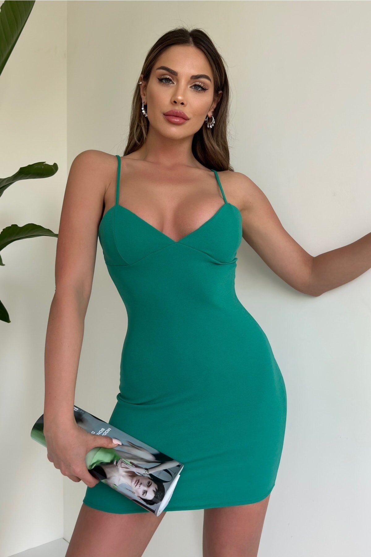 Su Yeşili Mini Askılı Cup Destekli Elbise - Baby Xclub