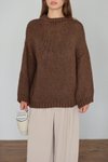 Acı Kahve Oversize Örme Kazak