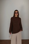 Acı Kahve Oversize Örme Kazak