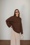 Acı Kahve Oversize Örme Kazak