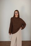 Acı Kahve Oversize Örme Kazak
