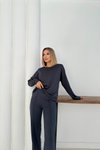 Antrasit Bisiklet Yaka Modal Kumaş Basic İkili Takım