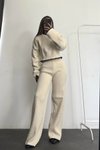 Bej Biyeli Kazak Pantolon Triko İkili Takım