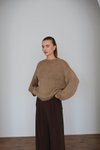 Bej Oversize Örme Kazak