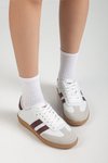 Beyaz Bordo Sanbo Ortopedik Sneaker Spor Ayakkabı
