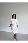 Beyaz Mini İplik Elbise