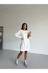 Beyaz Mini İplik Elbise