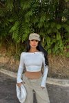 Beyaz Sırt Dekolteli Basic Crop Bluz