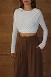 Beyaz Tokalı Premium Crop Bluz