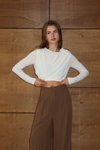 Beyaz Tokalı Premium Crop Bluz