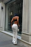 Beyaz Uzun Monroe Abiye Elbise