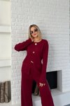 Bordo Aksesuar Detaylı Triko İkili Takım