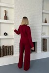 Bordo Aksesuar Detaylı Triko İkili Takım