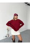 Bordo Balon Kol Triko Oversize Kazak