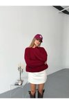 Bordo Balon Kol Triko Oversize Kazak