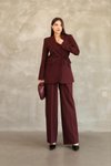 Bordo Blazer Yandan Bağlamalı Şık Ve Rahat Ceket