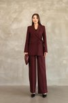 Bordo Blazer Yandan Bağlamalı Şık Ve Rahat Ceket