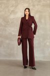 Bordo Blazer Yandan Bağlamalı Şık Ve Rahat Ceket