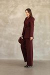Bordo Blazer Yandan Bağlamalı Şık Ve Rahat Ceket
