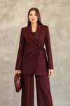 Bordo Blazer Yandan Bağlamalı Şık Ve Rahat Ceket