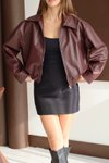 Bordo Bomber Deri Ceket