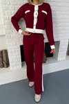 Bordo Garnili Triko İkili Takım