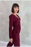 Bordo Kapüşonlu Paçası Lastikli Modal Eşofman Takım