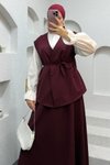 Bordo Luna İkili Tesettür Takım