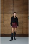 Bordo Mini Deri Şort Etek